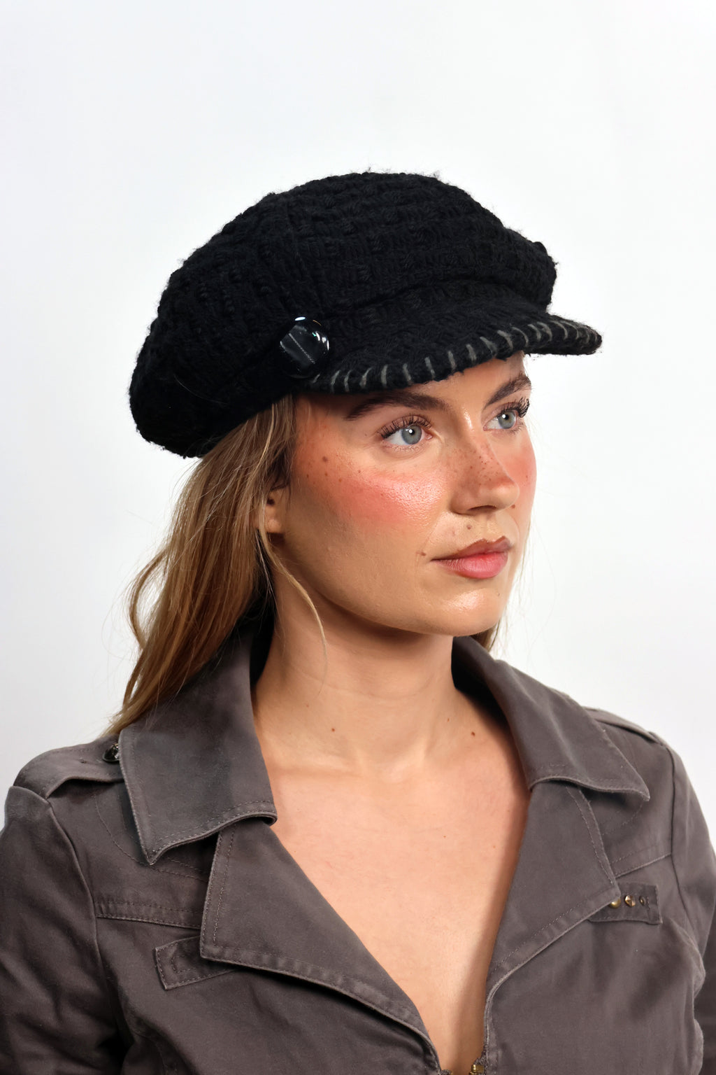 knitted flat cap