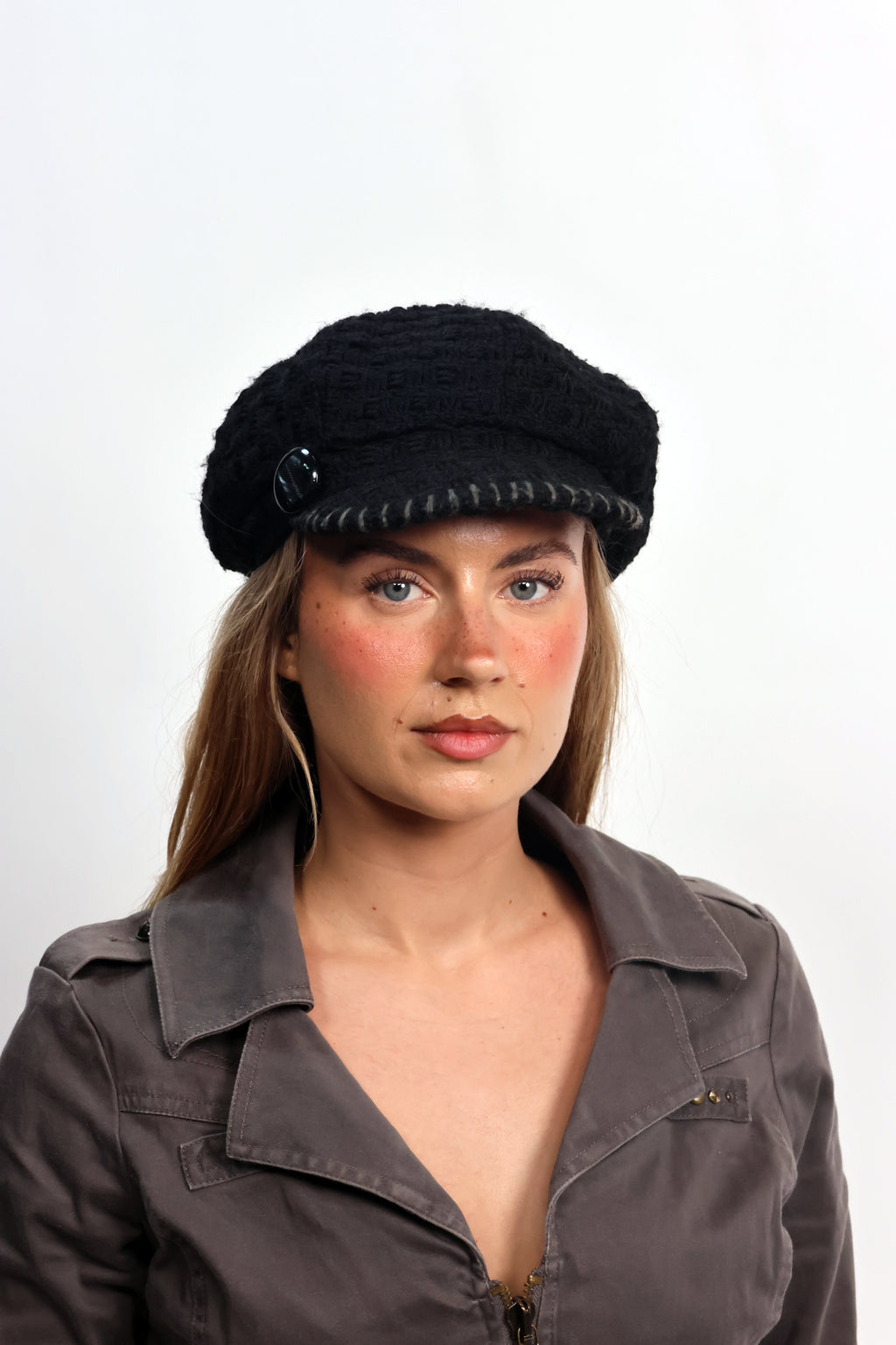 knitted flat cap